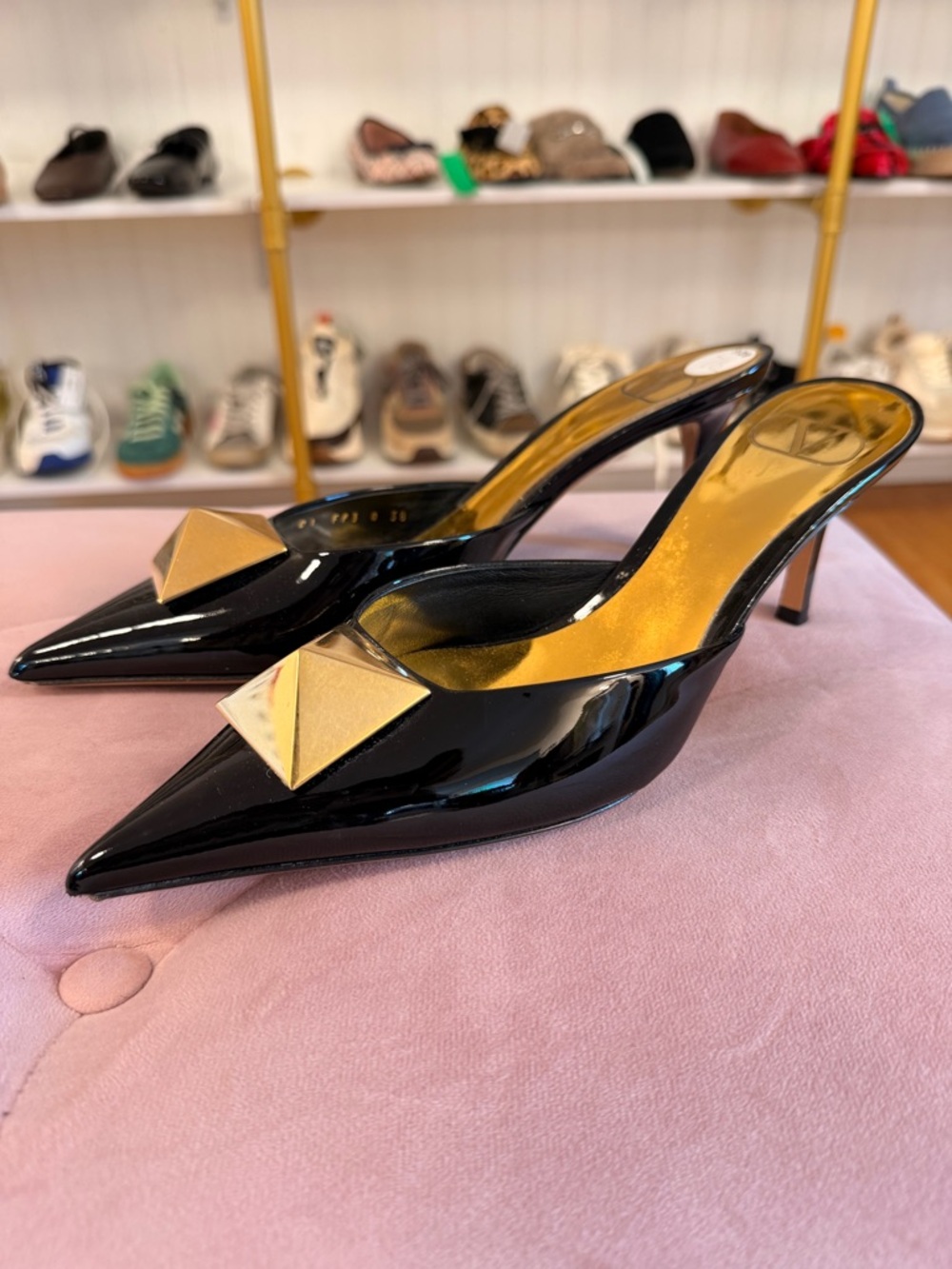 Valentino Garavani Roman Black Hold One Stud Mules